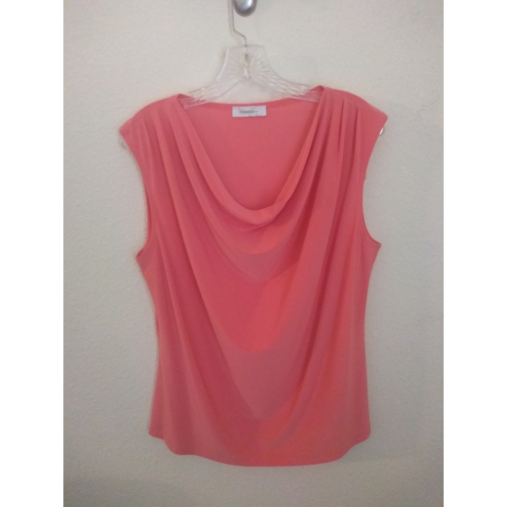 Dressbarn Salmon Peach Pink Cowl Neck Sleeveless